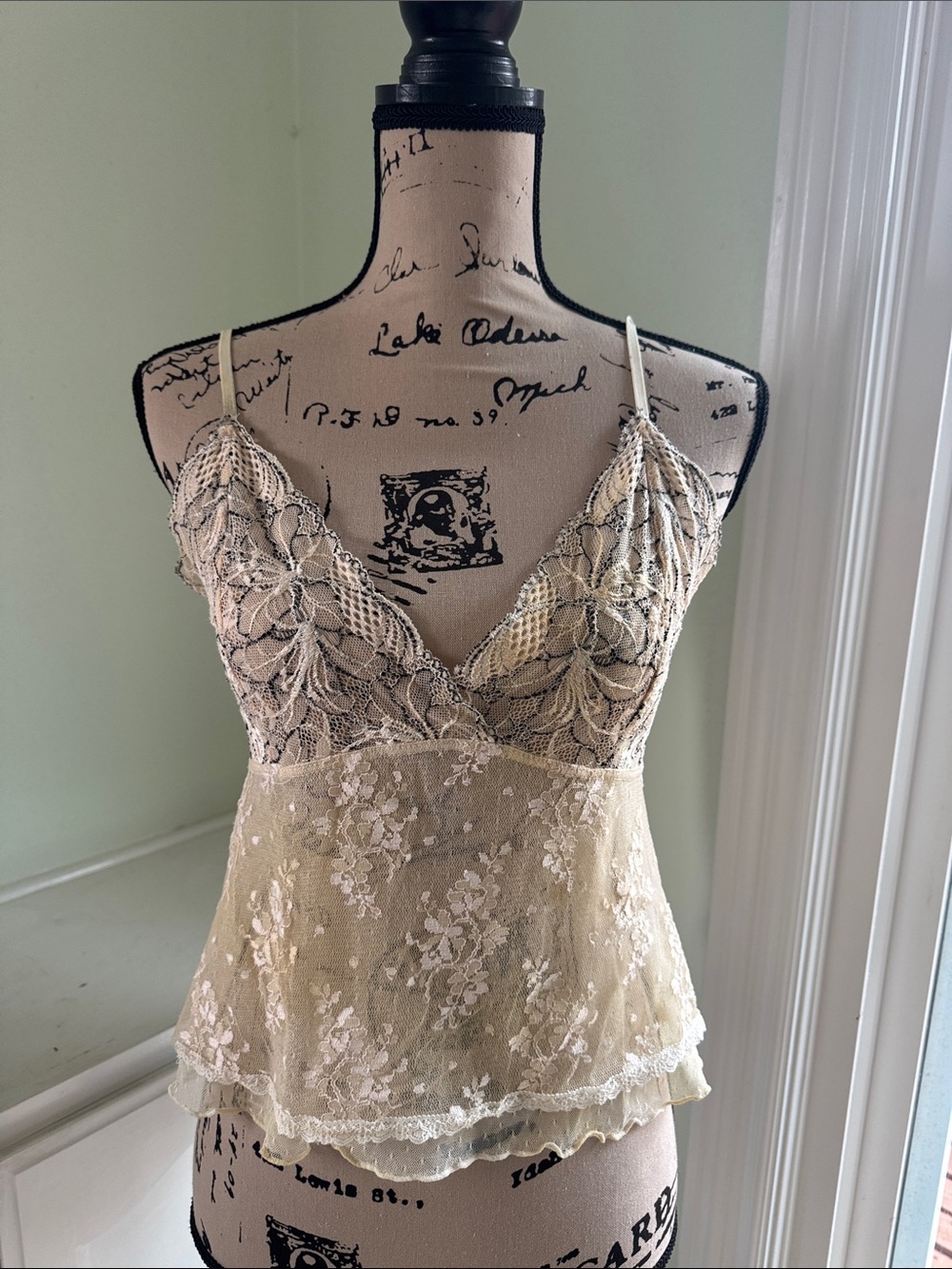 Floral Lace V-Neck Camisole in Cream